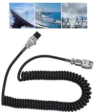 Fockety Câble D'extension de Microphone enroulé à 8 Broches, Fil à Ressort Durable pour équipement Radio, Noir, pour les Utilisateurs D'émetteur-récepteur, Matériau ABS