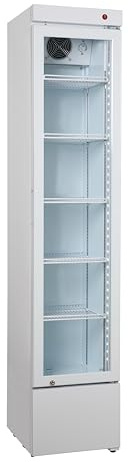 METRO Professional Getränkekühlschrank mit Glastür GSC2133-NC, 166L, 5 verstellbaren Einlegeböden, mit Schloss, LED-Beleuchtung, Weiß