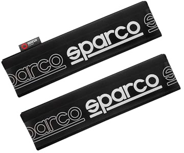 Sparco Almohadillas Protectoras Cinturón Coche Negras Modelo SPC1208 Poliéster Acolchado Extra-Cierre Velcro Universal 2 Piezas