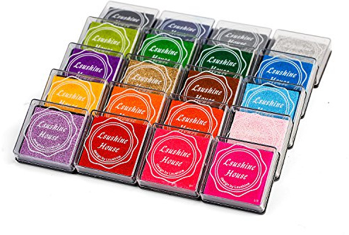 Lsushine Craft Ink Pad Stamps Partner DIY Color,20 Colors Rainbow Finger Ink pad for Kids (Pack of 20)