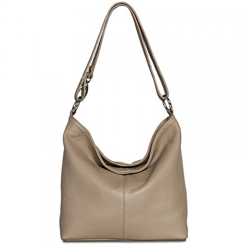 Caspar Damen Ledertasche/Handtasche/Umhänge Tasche/Schultertasche/aus echt Leder MADE IN ITALY - TL645, Farbe:khaki