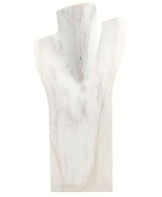 Busto espositore per collane in legno massiccio bianco cérusé H30 cm