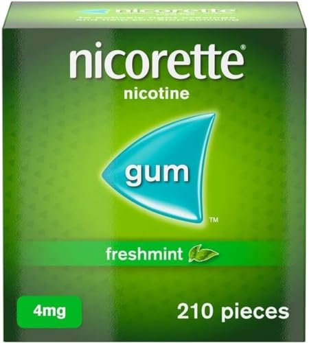 Nicorette Freshmint 4mg Gum (210 Pieces), Discreet Stop Smoking and Stop Vaping Aid to Help you Quit For Good, Tackle Cravings and Withdrawal Symptoms, Freshmint Nicotine Gum (Quit Smoking or Vaping)