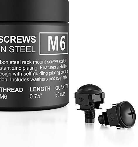 AC Infinity M6 Rack-Schrauben, Nylon-Unterlegscheiben und Käfigmuttern aus Karbonstahl, 50-teiliges Set für Server-Racks, Gehäuse und Schränke