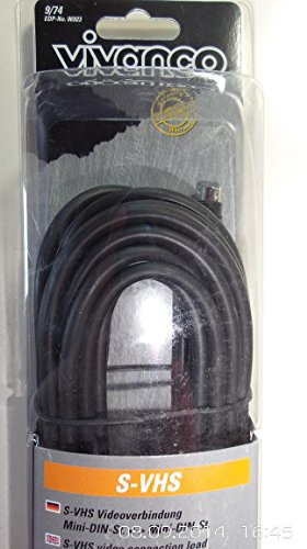 Vivanco S-VHS video cable, 5m cable S-vídeo S-Video (4-pin) Negro - Cables S-vídeo (5m, 5 m, S-Video (4-pin), S-Video (4-pin), Negro, Macho/Macho)