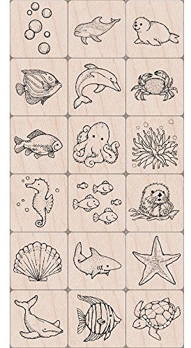 Hero Arts LL389 Ink 'n' Stamp Woodblock Stamps, Sea Life