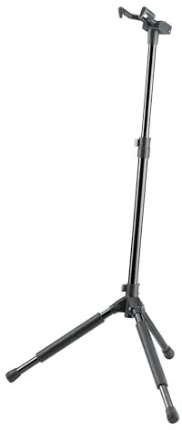 K&M 17670 Gitarrenständer Memphis Pro Schwarz - Höhe von 55 bis 100 cm verstellbar - patentiertes Einhängesystem, Stahl