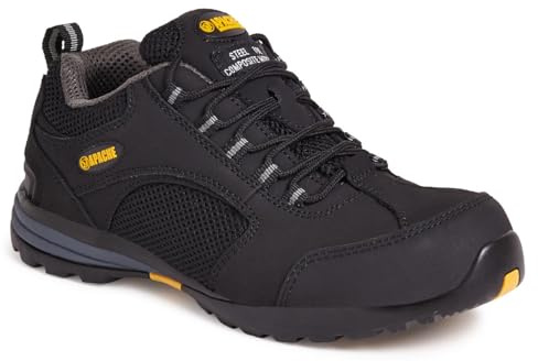Apache AP318SM Safety Trainer | Black Size 11 UK | Steel Toe Cap | Midsole Protection | Padded Collar and Tongue | Safety Certified | Durable Outsole