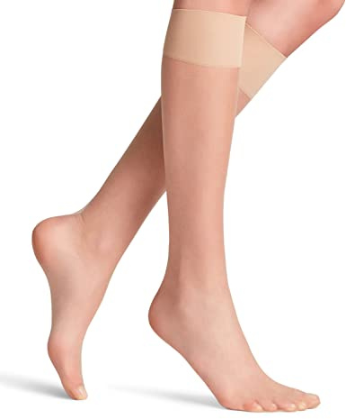 FALKE Shelina 12 DEN W Kh ultra-transparente lisos 1 par, Calcetines largos Mujer, Color piel Powder 4169, 35-38