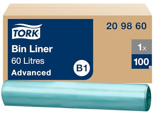 Tork 60 l Abfallsäcke Transparent B1, 55% recycelt, Rolle für einfache Wartung, 100 Beutel, 209860