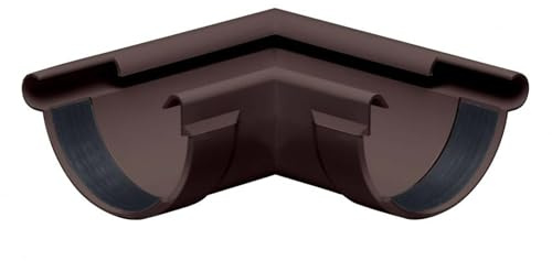INEFA Rinnenwinkel 90 Grad halbrund Außenwinkel, PVC NW150 / 150mm Dunkelbraun Wulst außen, Verbindungsstück Dachrinnenzubehör, Made in Germany