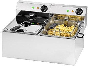 Saro - Profri 66 Friteuse, 2 x 6 l, Inox, Cuve avec Zone Froide, Réglage Continu de la Température, Thermostat de Sécurité, 2 x 3,25 kW