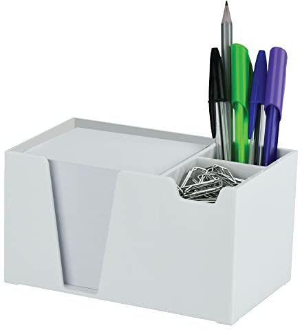 Acrimet Desktop Organizer Pencil, Pen, Paper, Clip, Caddy Holder (Plastic) (White Paper Included) (White Color)