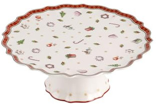 Villeroy & Boch Toy's Delight Kleine Kuchenplatte auf Fuß, 21 cm, Premium Porzellan, Weiß/Rot