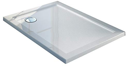 Idralite Plato de Ducha 70x90x4 cm Rectangular Acrílico Borde Realzado Blanco Brillante Mod. Flower