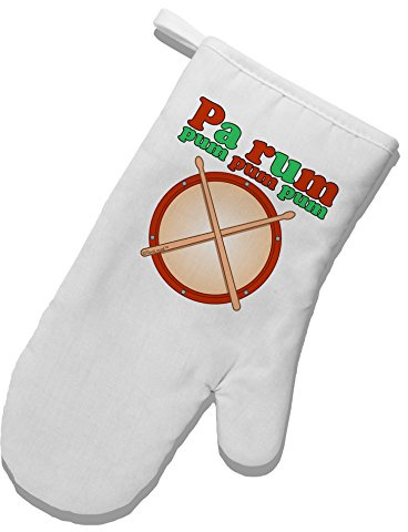 TooLoud Pa Rum PUM PUM PUM White Printed Fabric Oven Mitt