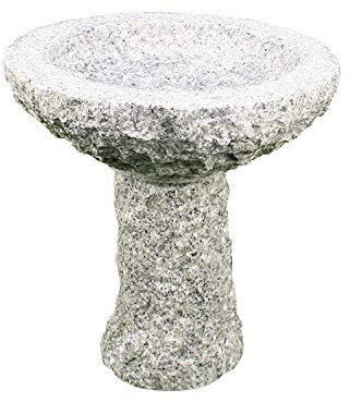 Gebrüder Lomprich Vogelbad aus Granit mit Fuß (Ohne Steinvogel am Rand sitzend)