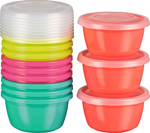 Kigima Mini-Gefrierdosen 12x0,25L rund mehrfarbig – Vorratsdosen mit Deckel luftdicht – Frischhaltedosen mit Deckel – Aufbewahrungsbox Küche für Mealprep & Organisation