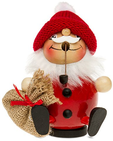 Sikora Dicke Räuchermännchen aus Holz Weihnachtsfigur Deko Räucherfigur - RM-D, Farbe/Modell:D06 rot - Weihnachtsmann, Höhe in cm:Höhe ca. 12.5 cm