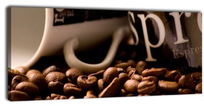 wandmotiv24 Leinwandbild Panorama Nr. 12 Kaffeebohnen 100x40cm, Keilrahmenbild, Bild auf Leinwand, Kunstdruck Kaffee Coffee Pause