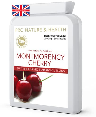 Montmorency Cherry Capsules | 1500mg x 90 Tart Cherry Capsules | 100% Natural | High Strength Cherry Supplement | Made in the UK | Vegan & Gluten-Free