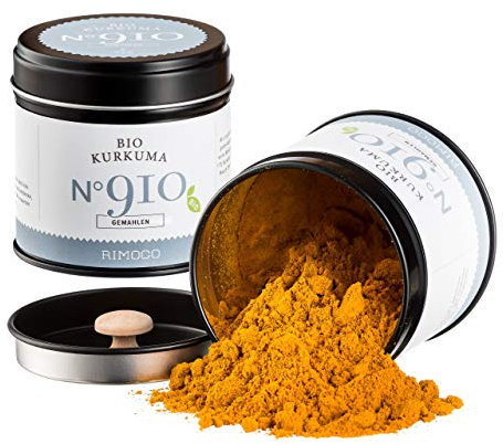 Rimoco N°910 BIO KURKUMA gemahlen - würzig, leicht erdig & feinherb | Perfekt für orientalische und indische Küche | Bio Anbau (DE-ÖKO-007) | 70g in eleganter Gewürzdose mit Aromadeckel