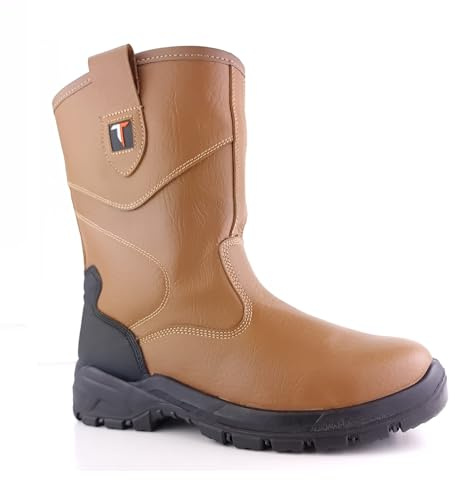 Tuffking 9050 S1P Mens Tan Fur Lined Steel Toe Cap Rigger Safety Boots Work Boot