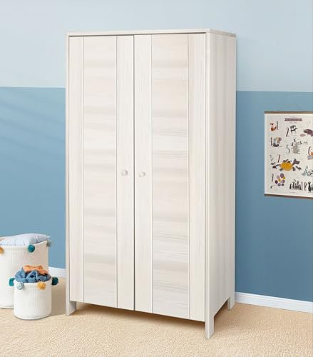 BioKinder Kleiderschrank Kinder-Kleiderschrank Niklas mit Drehtüren aus zertifiziertem Massivholz Kiefer 90 x 55 x 170 cm