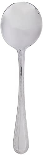 Bead Cutlery Soup Spoons - Pack of 12 | Stainless Steel Soup Spoons, Genware Bead Cutlery
