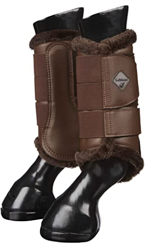 LeMieux Fleece Lined Brushing Horse Boots - Protective Gear and Training Equipment - Equine Boots, Wraps & Accessories (Brown/X-Large)