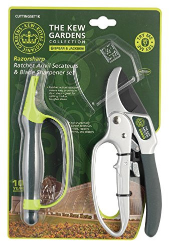 Spear & Jackson CUTTINGSET1K Kew Gardens Kollektion Ratschen-Gartenschere und Klingenschärfer im Set