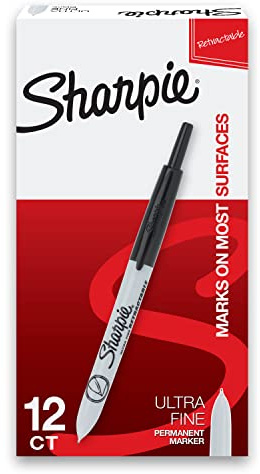 Sharpie Retractable Permanent Markers, Ultra Fine Point, Black, 12 Count