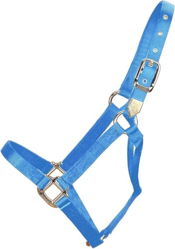 Hamilton Deluxe Horse Halter, 1 Triple Ply Nylon, Yearling or Standard Donkey, 300-500 lbs, Berry Blue