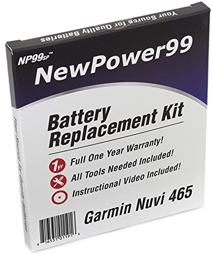 NewPower99 Battery Replacement Kit with Battery, Video Instructions and Tools for Garmin Nuvi 465