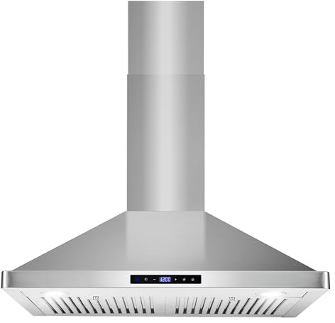 COSMO COS-63175S 30 in. Vista Collection 380 CFM Ducted Wall Mount Range Hood, Touch Controls, LED Lights, Stainless Steel