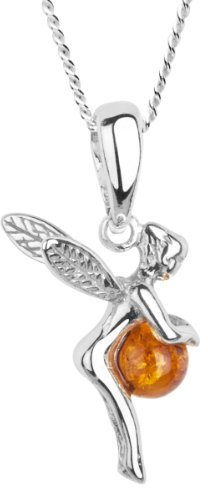 InCollections Damen-Halskette Elfe 925 Sterling Silber 1 Bernstein gelb 42 cm