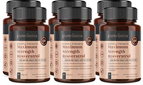 1000mg Resveratrol x 540 Tablets (6 Bottles of 90-18 Months Supply) with Black Pepper Extract