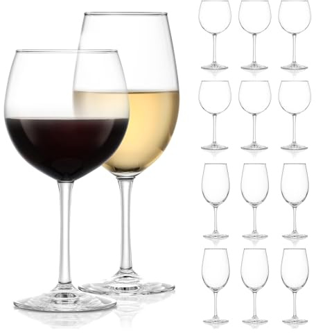 Libbey Vineyard Reserve Wine Glass Set of 12, Red and White Clear Wine Glasses, Merlot, Bordeaux, Chardonnay Gifts, Lead-Free Stemware Glasses