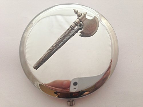 H7 Roman Battle Axe Stunning Pewter Emblem on a ladys high polished Round Compact Mirror in Presentation Box comes with Pride In Details packaging. Made in Sheffield
