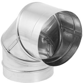 DuraVent DuraBlack 8-Inch Diameter Stainless Steel Single Wall Wood Burning Stove 90 Degree Elbow Pipe Connector to Vent Smoke and Exhaust, Silver