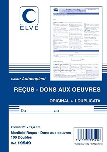 ELVE MANIFOLD CARNETS DE RECUS-DONS AUX OEUVRES210X148 100/2