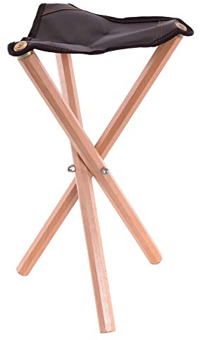 US Art Supply Portable Three Leg Wood Artist Folding Stool with Saddle Leather Seat
