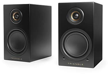 TRIANGLE - Aktivlautsprecher LN01A - Bluetooth Library Lautsprecher mit 2 x 50W Verstärker - HD Audio - Phono/Optischer Plattenspieler-Eingang & Subwoofer-Ausgang - 165 x 291 x 225 mm - Schwarz (Paar)