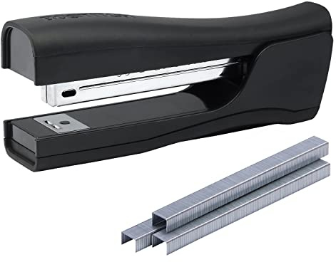Bostitch Office Eco-Friendly Dynamo 4 in 1 Standup Stapler, Includes 420 Staples, 20 Sheet Capacity, Integrated Pencil Sharpener, Staple Remover & Staple Storage, Black