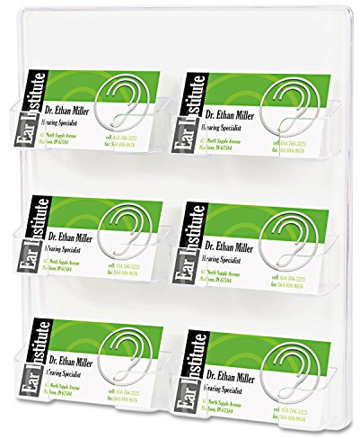 Deflect-o Visitenkartenhalter, 6 Fächer, wandhängend, horizontal, transparent