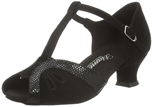 Diamant Femmes Chaussures de Danse 019-011-208 - Suède Noir/Phyton Print - 4,2 cm Spanish - Taille: UK 9,5