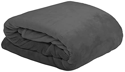 Stof - Plaid - Taille 220x180 cm - 100% Polyester - Couleur Anthracite - Modèle Doudou - pour Canapé ou Chambre - Idéal Toutes pièces