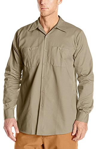 Red Kap Men's Wrinkle Resistant Work Shirt - - Large Khaki