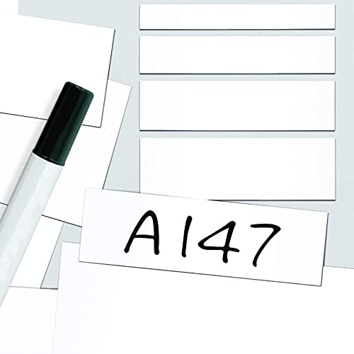 Magnetic Easy Wipe Location Markers, Dry Erase Magnetic Labels, Reusable Magnets to Write On - White - H.20 x W.80mm - Pack of 100