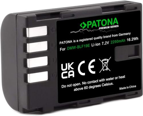 PATONA Premium DMW BLF19 E (echte 2400mAh) mit Infochip - kompatibel mit Lumix DC G9 GH5 DMC GH3 GH4 GH4R / Sigma BP-61 usw.